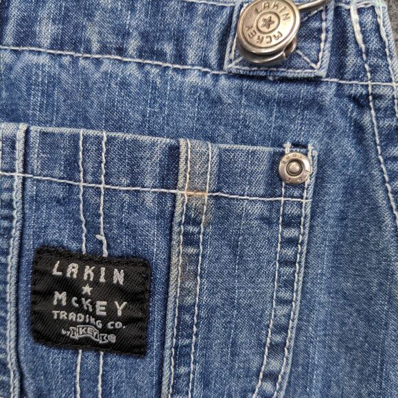 Lakin McKey Toddler Denim Bib Overalls Blue 18M Buckle Carpenter Pocket Cotton - Picture 4 of 12